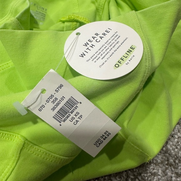 NWT Aerie Shortie Original Short Court Hi Rise Biker Shorts Neon Green XS - Picture 5 of 6